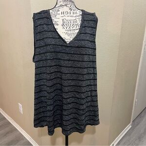 Lane Bryant Black and Gray Striped Tank Top